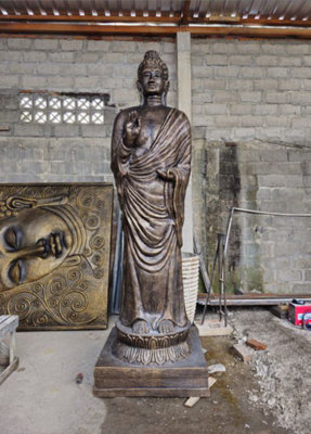Serenityy 3M Tall Handcrafted Antique Gold Standing Buddha Statue155KgPre-Order from B&Q