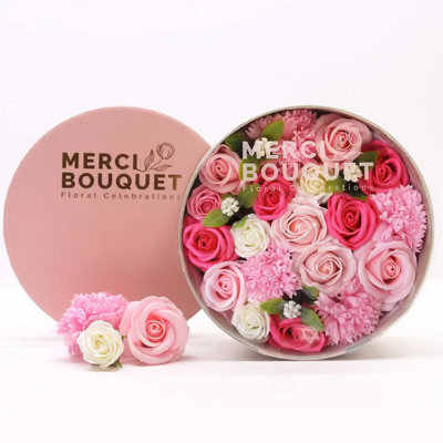 Serenityy Round Soap Flower BoxPretty In Pink Roses from B&Q