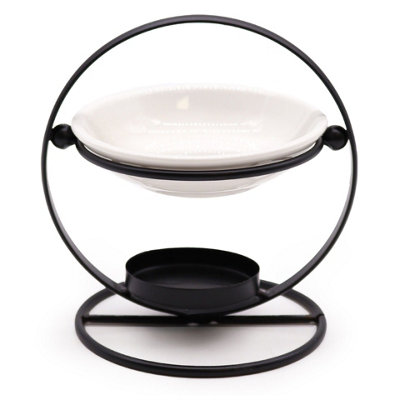 B&Q -  Ceramic & Metal Round Stand Oil Burner For Oils Wax Melts And Granules