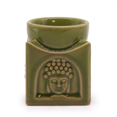 Serenityy Square Buddha Oil BurnerLight JadeGloss FinishFor Fragrance Oils And Wax Melts from B&Q