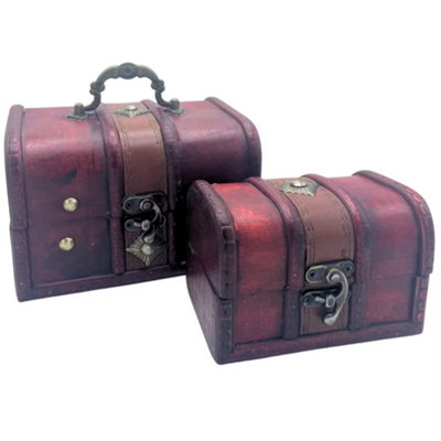 Set Of 2 Natural Finish Treasure Chest Storage Boxes from B&Q