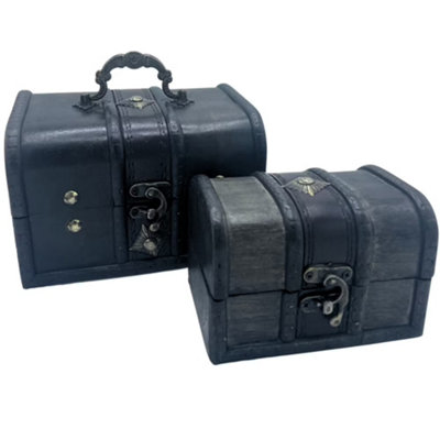 Set Of 2 Grey Finish Treasure Chest Storage Boxes from B&Q