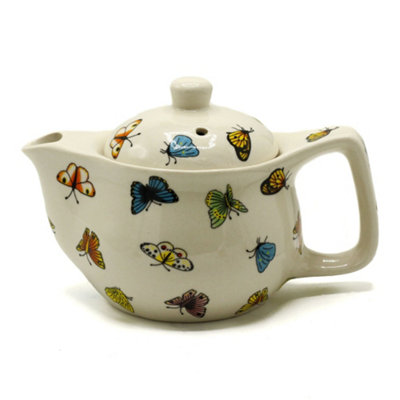 Serenityy Small Herbal Teapot With ButterfliesCeramic350MlIncludes Metal Strainer. from B&Q