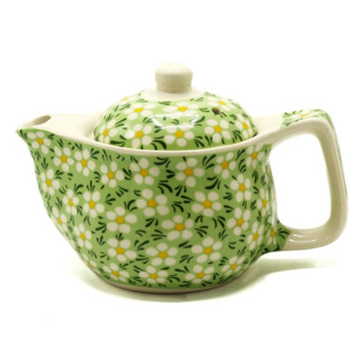 Serenityy Small Herbal Teapot Green Daisey 350MlCeramic With Metal Strainer. from B&Q