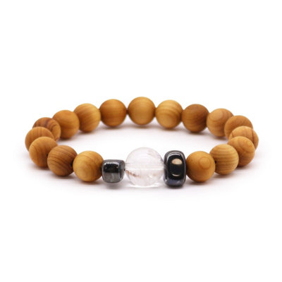B&Q - Cedarwood Crown Chakra Bangle With Clear Quartz7Cm Diameter1Cm BeadsSerenityy / Phoenix Import