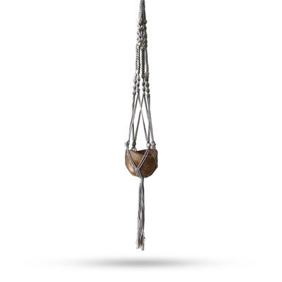 Serenityy Macrame Pot Holder Beaded Beige 1 MetreHanging Plant Hanger For Indoor Display from B&Q