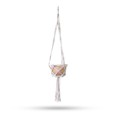 Serenityy Macrame Hooped Pot Holder Small Natural 16Cm HoopLightweight Hanging Plant Hanger from B&Q