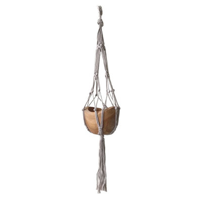 Serenityy Macrame Drop Pot HolderBeige75CmLightweight Handmade Hanging Pot Holder from B&Q