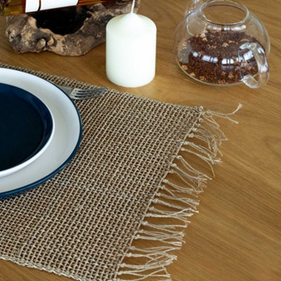 B&Q -  Seagrass Fringe Natural PlacematSustainable Woven 57 X 35 CmNatural Colour.