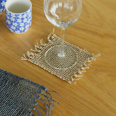 Serenityy Set Of 4 Handwoven Seagrass Fringe CoastersNatural15 X 11 Cm. from B&Q
