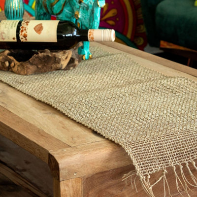 Serenityy Aw Dropship Uk Seagrass Fringe Table RunnerHandwoven Natural Beige150 X 36 Cm from B&Q