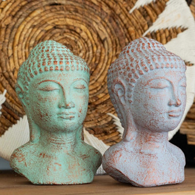 Serenityy Tranquility Buddha Head Sculpture In Green Copper FinishDurable ConcreteHandcrafted In Indonesia18.5 X 12 X 11 Cm from B&Q