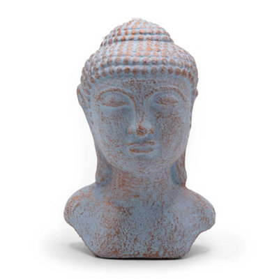 Serenityy Aw Dropship Uk Tranquility Buddha Head Sculpture In Blue CopperConcrete Antique Finish18.5 X 12 X 11 Cm from B&Q