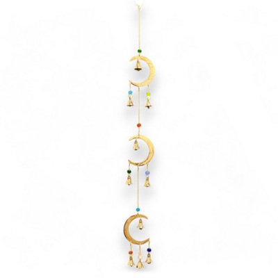 Serenityy Moon Drop Indian Wind Chime63 CmBrass Crescents With Beads And 10 Bells. from B&Q