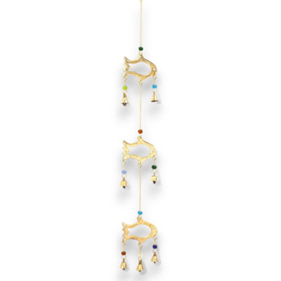 Serenityy Indian Chimes Fish Drop 54 Cm Wind ChimeBrass7 BellsDecorative Fish Design. from B&Q