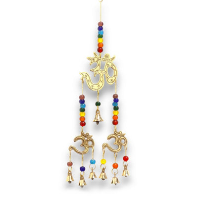 Serenityy Brass Om Chakra Wind Chime7-Bell Indian Chime With Multicolour Beads from B&Q