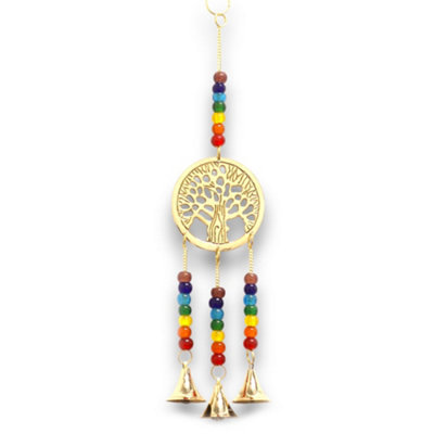 Serenityy Indian ChimesBrass Tree Of Life With Chakra Beads3 Bells from B&Q