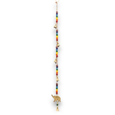 Serenityy Indian Chimes Brass Elephant With Chakra Beads String Bells 53CmMulticolour. from B&Q