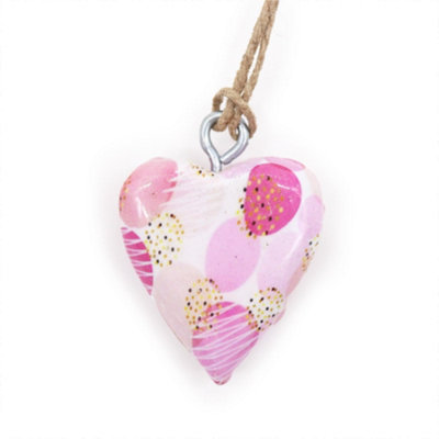 Serenityy Small Decor Wood HeartPink Abstract Printed Gloss FinishSmall Wooden Decorative Heart from B&Q