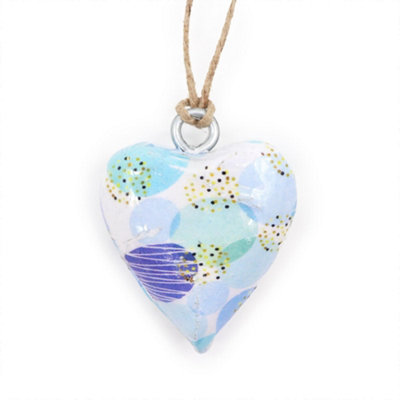 Serenityy Small Decor Wood HeartBlue AbstractSmall Gloss Printed Wooden HeartLightweight 13G from B&Q