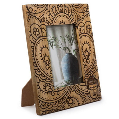 Serenityy Large Mango Wood Picture Frame For 13X18Cm Photos 28X23X2CmBuddha DesignBlack from B&Q