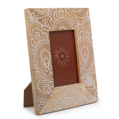 Serenityy Mango Wood Buddha Picture Frame For 10X15Cm Photos26X20X2CmWhite from B&Q