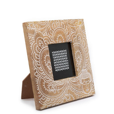 Serenityy Small Mango Wood Picture Frame 20X20X2 Cm For 10X10 Cm PhotoBuddha DesignWhite from B&Q