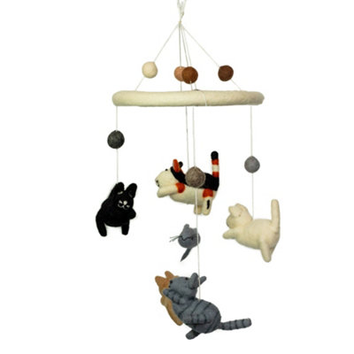 Serenityy Handmade Felt MobileCat & MiceCot-Mounted Multicolored Nursery Mobile (Approx. 160G) from B&Q