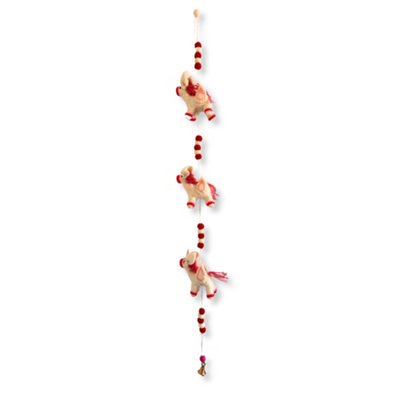 Serenityy Pink Unicorn Felt Wall Hanging Tapestry-Style Mobile For Nursery Kids' Room Decor from B&Q
