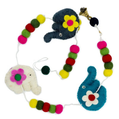 Serenityy Handmade Felt Wall Hanging With Elephant MotifsRandom ColoursMobile-Style Nursery Decor980G from B&Q
