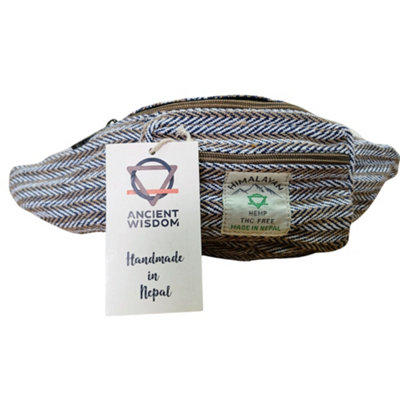 Serenityy Cotton Hemp Belt Fanny Bag In BlueLightweight Hemp And Cotton PouchHands-Free Travel Pack from B&Q