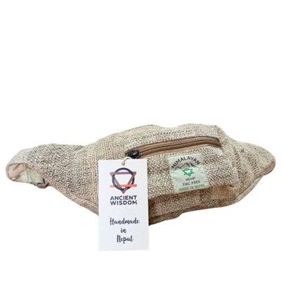 B&Q -  Extra Pure Hemp Bum Fanny Bag BeigeLightweight Hemp And Cotton Belt BagUnisex.