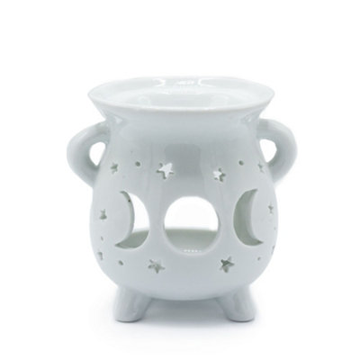 Serenityy Cauldron Oil Burner Moon Phase WhiteCeramic Gloss FinishCompact 240G. from B&Q