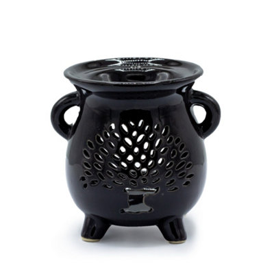Serenityy Aw Dropship Uk Black Ceramic Cauldron Oil BurnerTree Of Life DesignGloss Finish270G