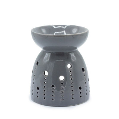 Serenityy Classic Ceramic Oil Burner Bubbles Cutout GreyCompact Gloss Finish For Essential Oils And Wax Melts from B&Q