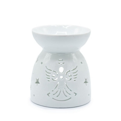 Serenityy White Ceramic Oil Burner Angel Cut OutGloss Finish240 GDecorative Aromatherapy Diffuser from B&Q