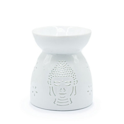 Serenityy Buddha Cut-Out Ceramic Oil BurnerWhiteCompact Aromatherapy Diffuser from B&Q