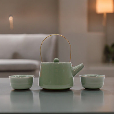 Serenityy Herbal Jade Teapot Set200Ml Teapot With Two 50Ml CupsJade Green. from B&Q