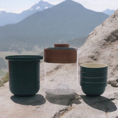 Serenityy Travel Mountain Teapot SetFour Friends Travel Pack300Ml Teapot With Removable Infuser And 4X 50Ml Cups. from B&Q