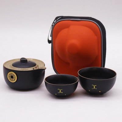 Money Cat Teapot Set - Two Cups - Travel Pack - Black UK STOCK - Image 4