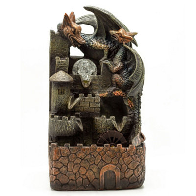 Serenityy Tabletop Water Feature 35CmDragon With Crystal BallTiered Cascade And Water Wheel