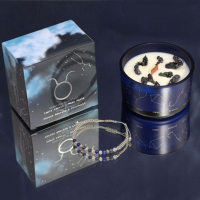 Zodiac Crystal Candle with Gemstone Bracelet  Taurus Beautiful Gift Set UK STOCK - Image 6