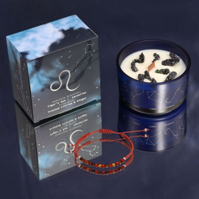 Blue Pirate Green Zodiac Crystal Candle With Gemstone Bracelet - Leo - Image 6