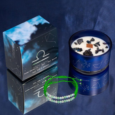 Serenityy Zodiac Crystal Candle With Gemstone Bracelet For LibraCool Jade & Oakmoss320 GBlue from B&Q