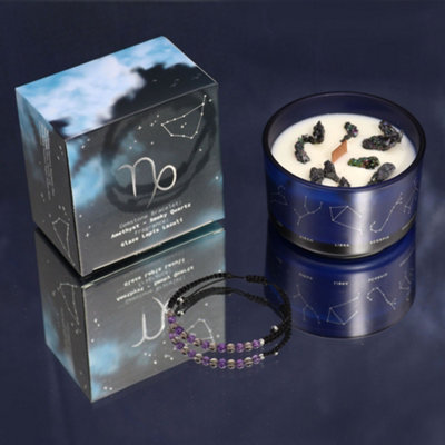 Serenityy Zodiac Crystal Candle With Gemstone Bracelet For CapricornGlaze Lapis Lazuli Fragrance320G from B&Q