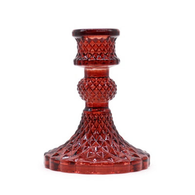 Serenityy Vintage Dinner Candle HolderVampire Red Glass Taper Holder For Dining TablesGift-Ready Centerpiece from B&Q
