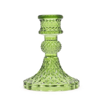 Serenityy Vintage Dinner Candle Holder Garden JadeGlassGloss Brushed FinishLightweight 175G from B&Q
