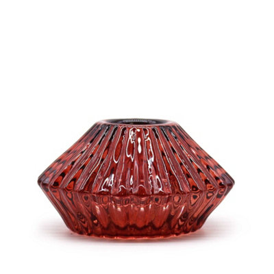Serenityy Flower Flip Dinner Candle And Tealight HolderVampire RedGlassBrushed Gloss. from B&Q