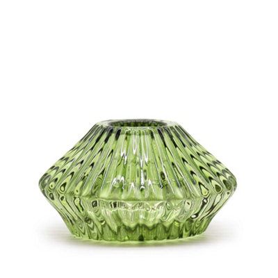 Serenityy Flower Flip Dinner Candle And Tealight HolderGarden JadeGlassBrushed Gloss Finish from B&Q