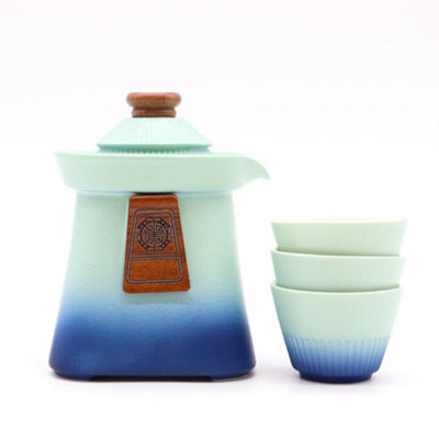 Serenityy Temple Teapot Set And Three CupsBlue Heaven from B&Q